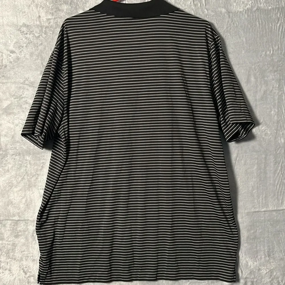 Nike Golf Black White Striped Short Sleeve Polo Size XL
